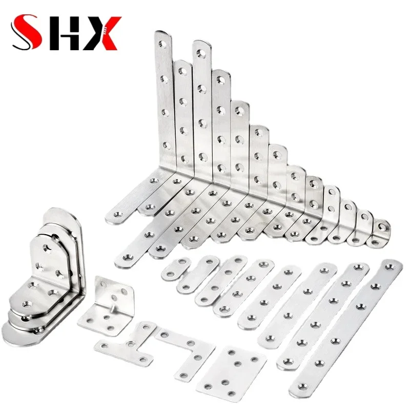 

4pcs L-shaped Bracket Connector 90 Degree Right Angle 201 Stainless Steel Corner Code for Furniture DIY Laminate Support