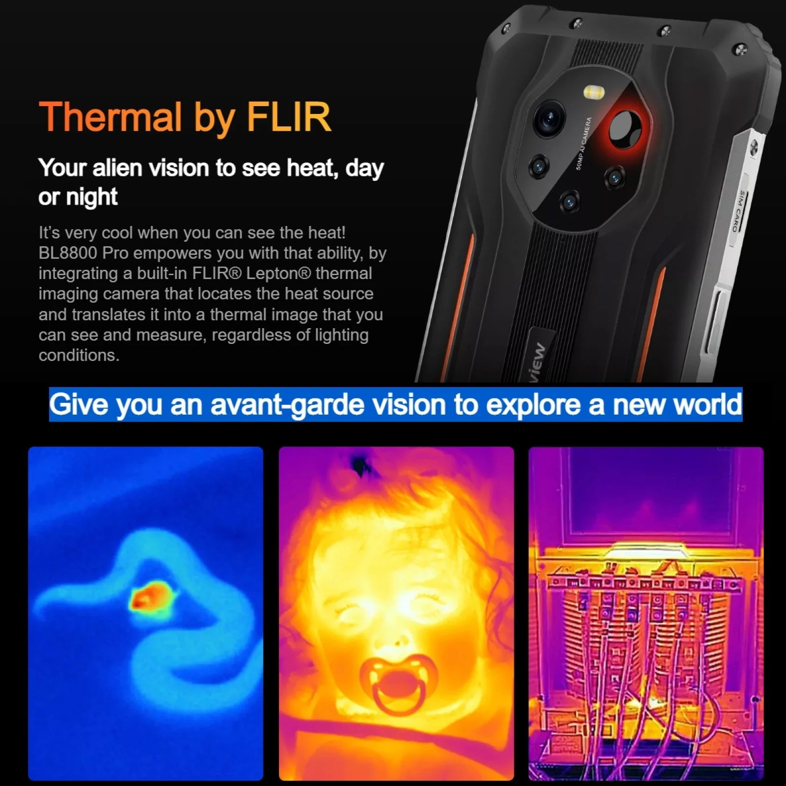 Ceny Blackview BL8800 Pro 5G Wytrzymały Smartfon 6.58 ''ekran 8GB + 128GB MT6833 NFC 8380mAh Mobilna Kamera Termowizyjna 50MP FLIR®