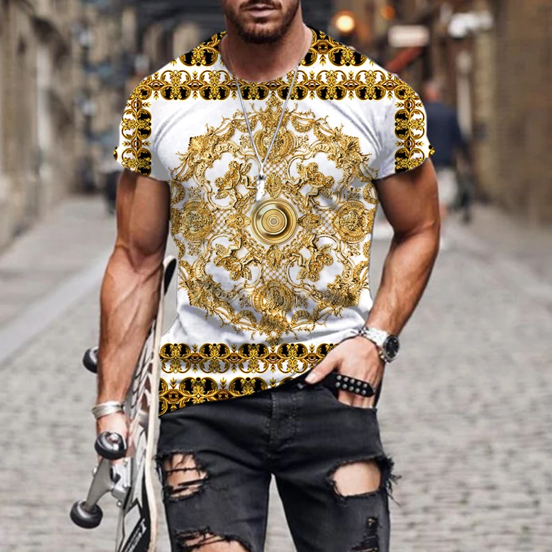 

2022 New 3D Printing T Shirt Casual Short Sleeve Oversized O-Neck Fashion Funny Luxury High-End Pattern Top Tees Men/Woman 6XL