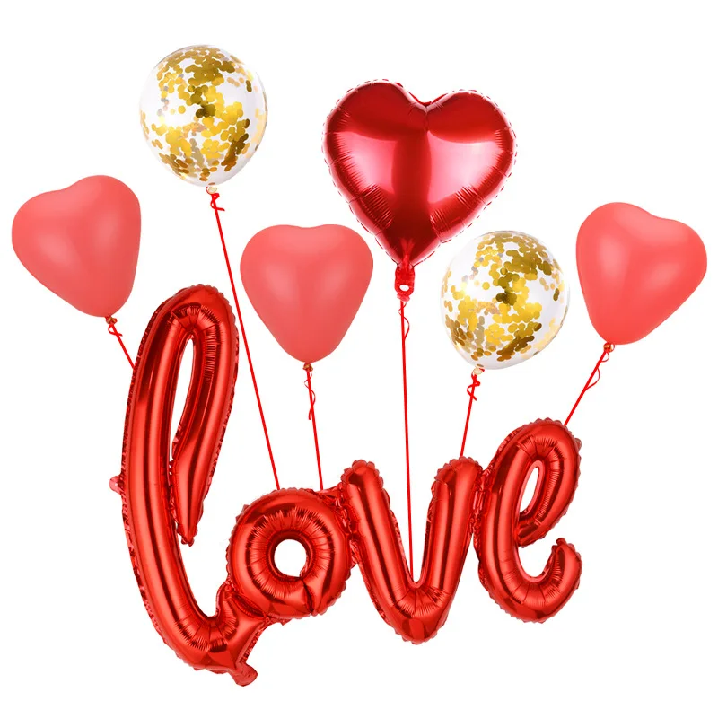 

Valentine's Day Balloon Set Love Shape Wedding Party Rose Petal Decoration Valentine Balloon Sets Romantic Anniversary Wedding