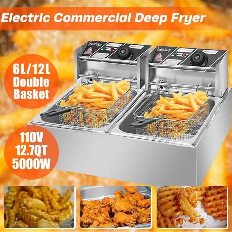 With Double Basket 2 Baskets Deep Fryers Restaurant Home Kit