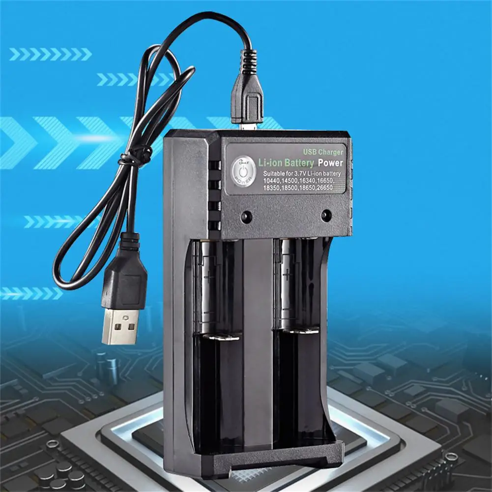 

2-slot Usb 18650 Battery Charger Dual Independent Charging Adapter 3.7v 4.2v Lithium Battery Charger
