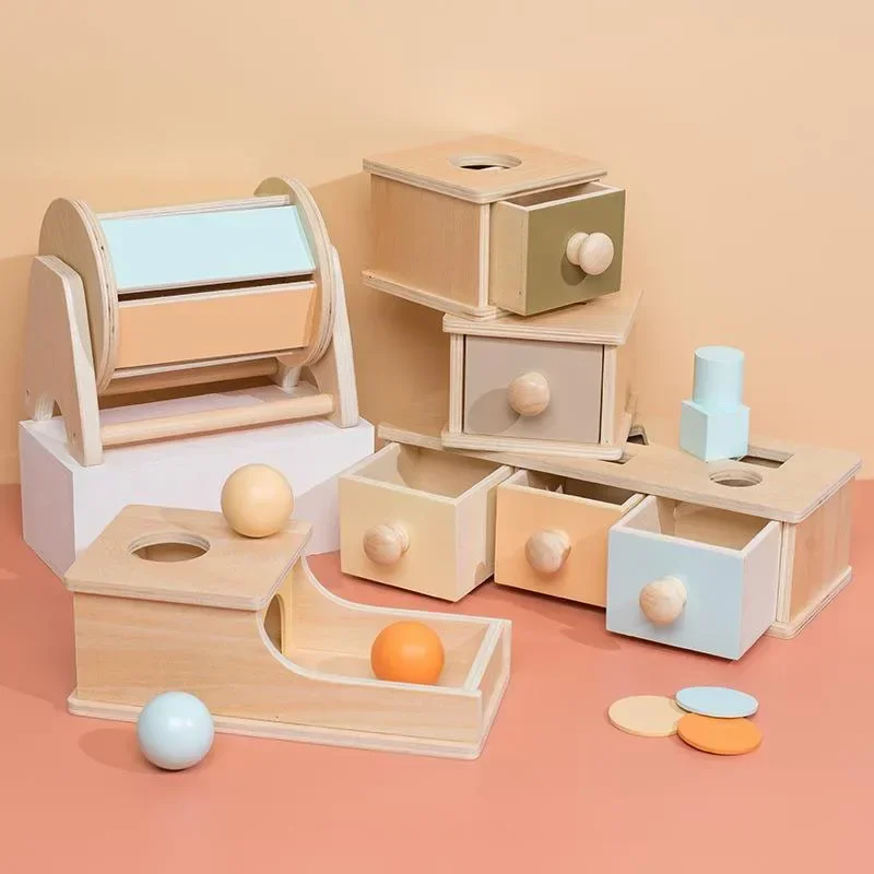 

Коробка для монет макарун Монтессори, деревянный цветной шар, постоянная коробка, Классификация цветов, геометрическое сочетание, сенсорная тренировочная детская игрушка