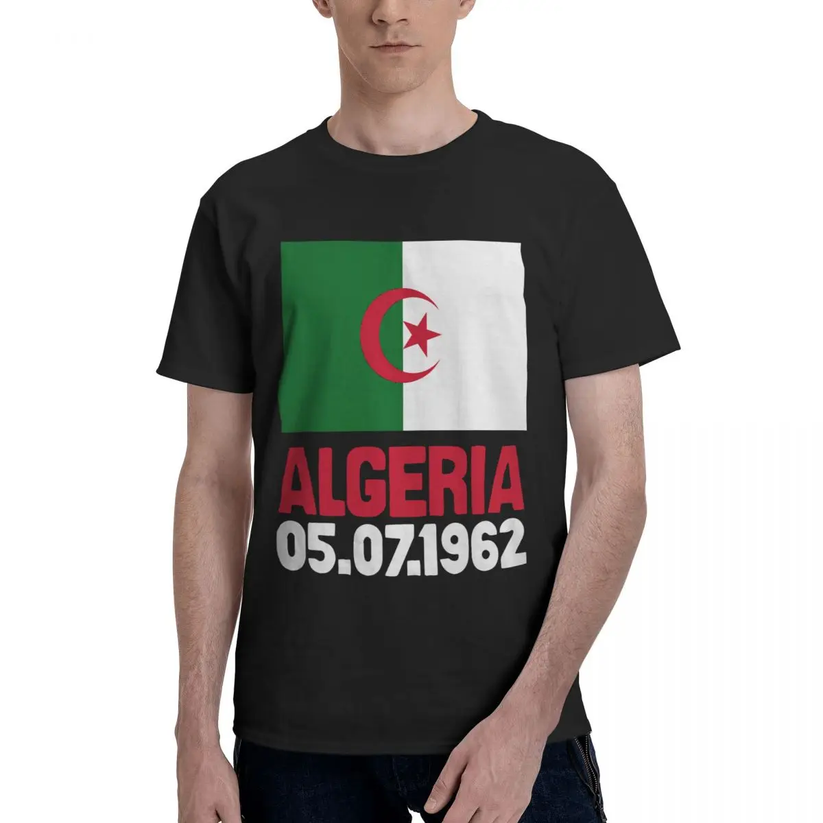

Anime Algeria Represent Essential Humor Graphic Men's Basic Short Sleeve T-Shirt men set R330 Graphic Tops Tees