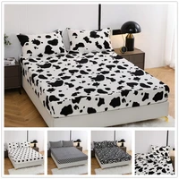 milk velvet childrens sheet 90cm 3 pcsset white black cows bed sheet set mattress bed cover with pillowcase fitted sheet kids