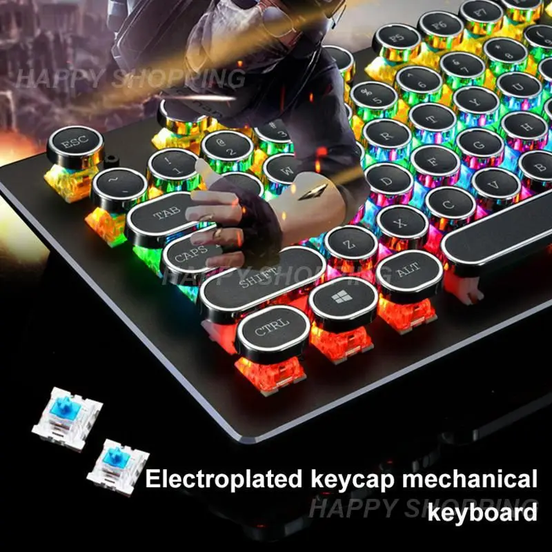 

Lights Keyboard With Led Backlit Water-proof Rgb Lights Office Real Mechanical For Lol Cf Pubg Fps Gamer Gaming Keyboard 104 Key