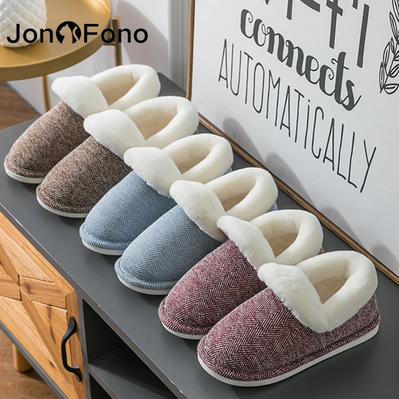 

JonoFono New Woman Slippers Plush Fur Warm Winter Women Shoes Fashion Comfortable Indoor Shoes Female Footwear