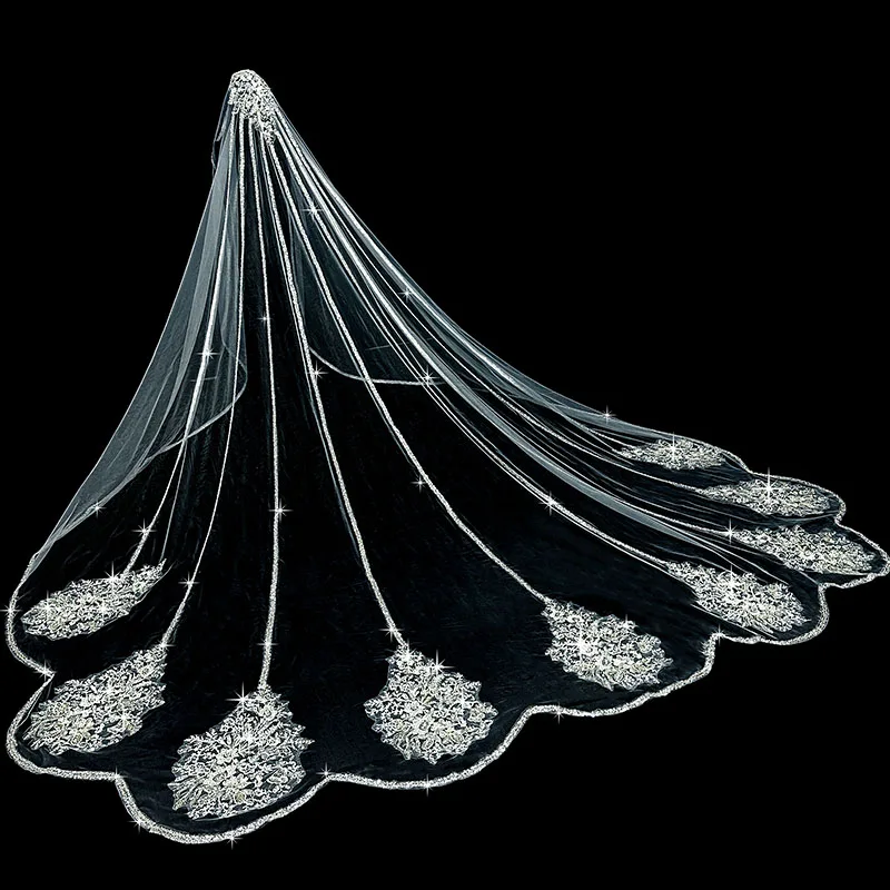 Фото Свадебная фата Mantilla, изысканная фата для невесты в стиле 