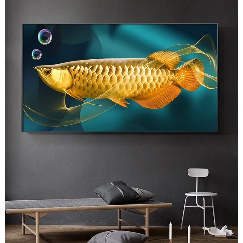 DIY полная алмазная вышивка круглый бриллиант горизонтальная версия Arowana