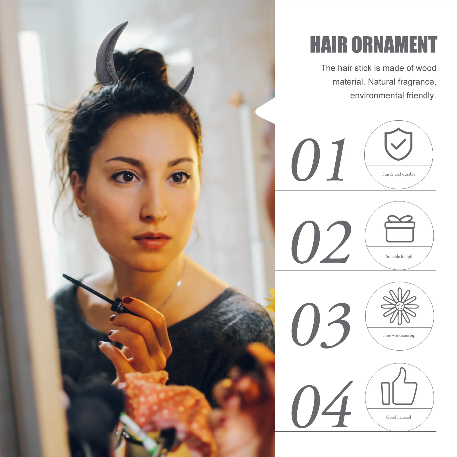 

4pcs Practical Hair Stick Hair Decor Moon Shape Hair Stick Hair Ornament
