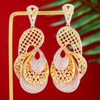jimbora luxury shiny original design earrings for noble women bridal wedding jewelry full multicolor cz earrings high quality