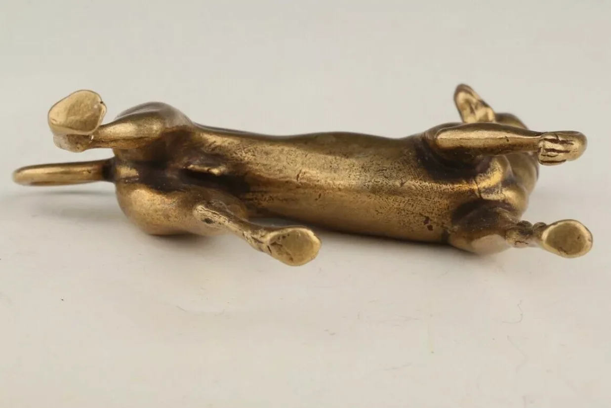 ВИНТАЖНАЯ ЛАТУННАЯ СТАТУЯ ЖИВОТНЫХ СЕРЫХ ТУФОТ СОБАКИ КОЛЛЕКТНЫЙ ПОДАРОК