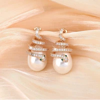 zircon snake earrings for women stainless steel pearl animal snake stud earring piercing party birthday jewelry gift brincos