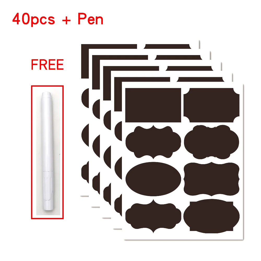 

Waterproof Chalkboard Kitchen Spice Rack Label Stickers Home Jars Bottles Tags Blackboard Labels Stickers with Marker Pen