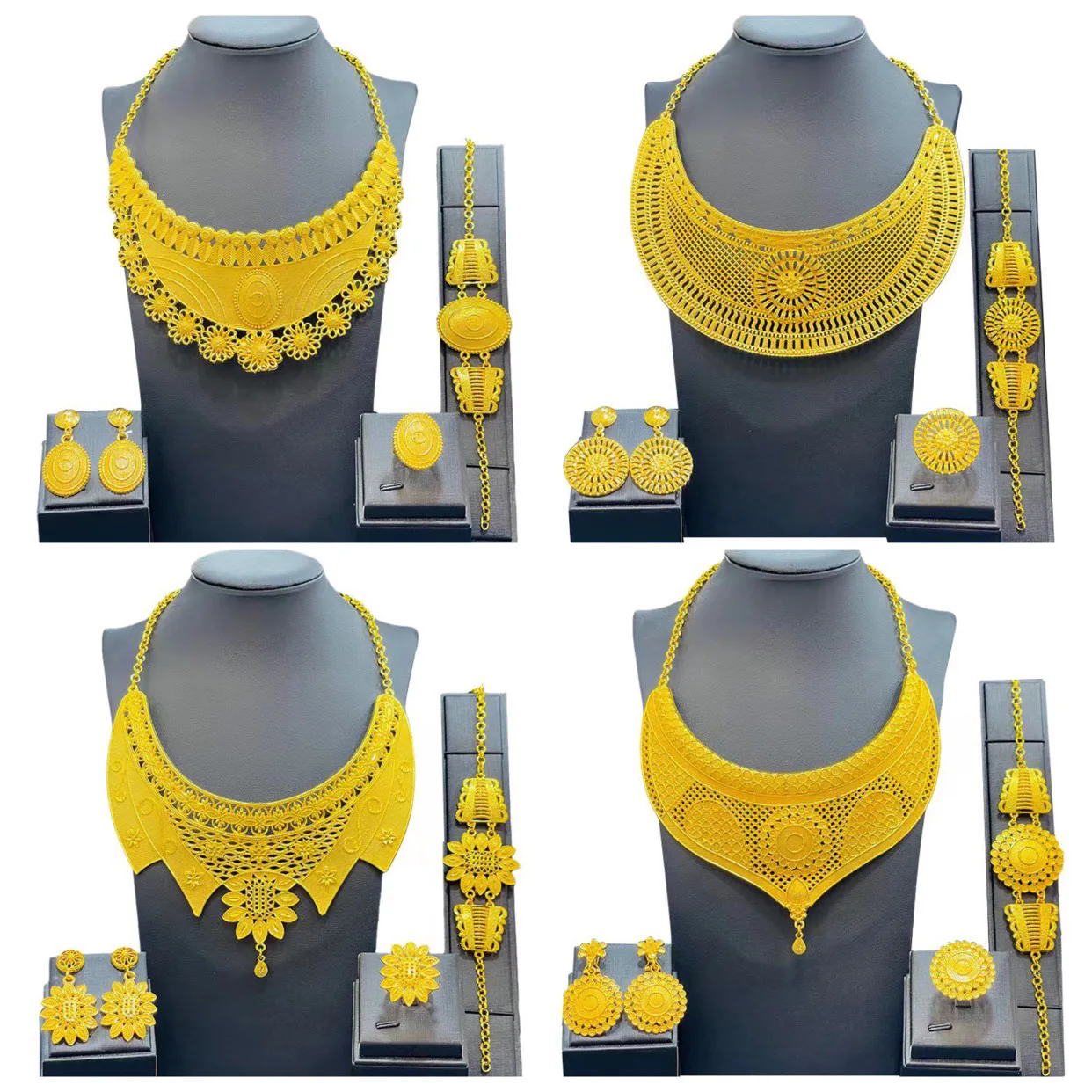 

Bridal Jewelry Set Women's Necklace Earrings Ring Bracelet Four Piece Jewelry ZJJ10016