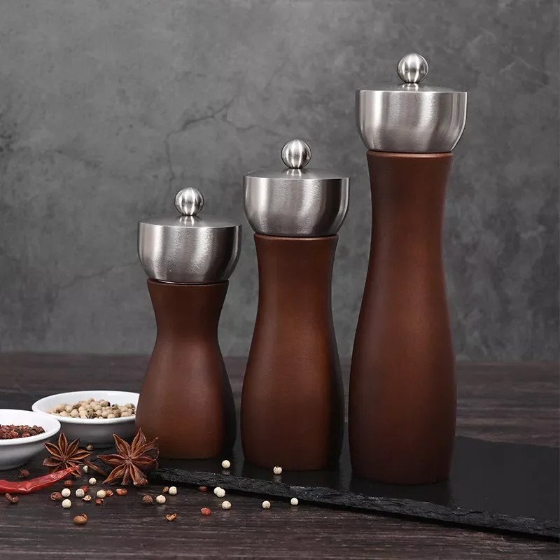 

Pcs Set Salt and Pepper Grinder Set, Premium Beech Wood Salt Grinder Pepper Mill Shakers Gift Set Ceramic core kitchen tools