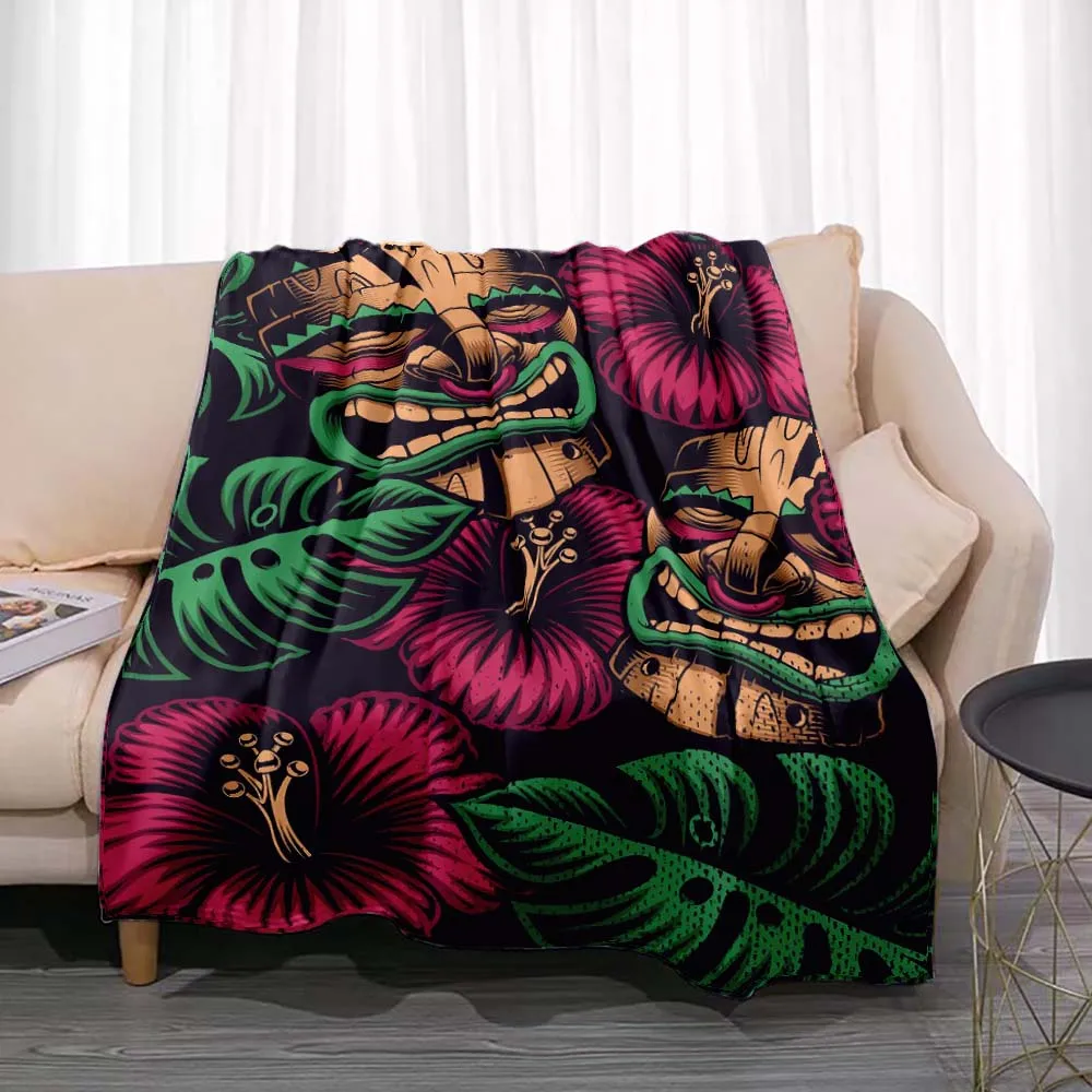 Tiki Bar Fashion Flannel Throw Blanket Summer Beach Aloha Hawaii Funny Accessories Man Cave Party Home Decor for Bar Pub Club