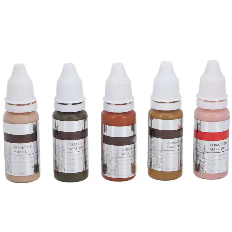 

5colors Microblading Pigment Semi-Permanent Makeup Tattoo Ink black Eyebrow Lips Eyeliner Color pigments for Practice Skin15ml