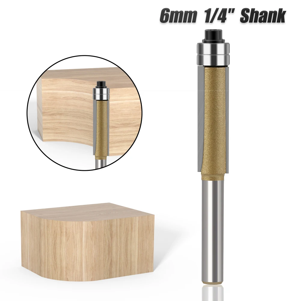 

1PC 6mm1/4′′ Shank Flush Trim Bit with Two Bearings Router Bits for Wood Trimming Cutters with Bearing Woodworking Tool Endmill