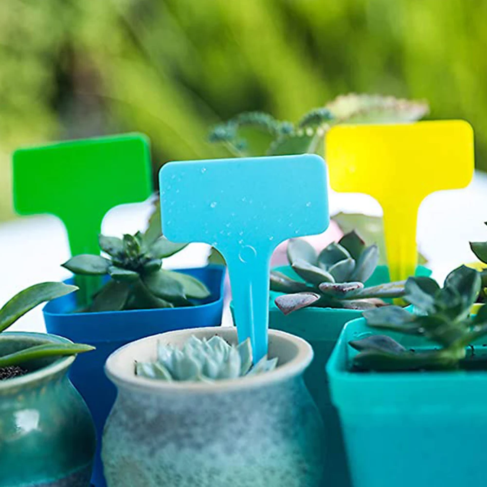 

10PCS Random Color Gardening Labels Plastic Plant Tags T Type Plant Markers Colorful Waterproof Label Nursery Garden Labels