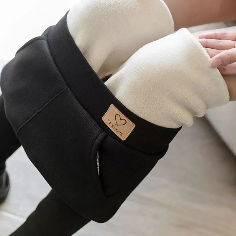 Waist Soft Winter Pocket Leggings for Women Fleece High Waist Thick Pants Velvet Thermal Grey Women's Warm Leggings