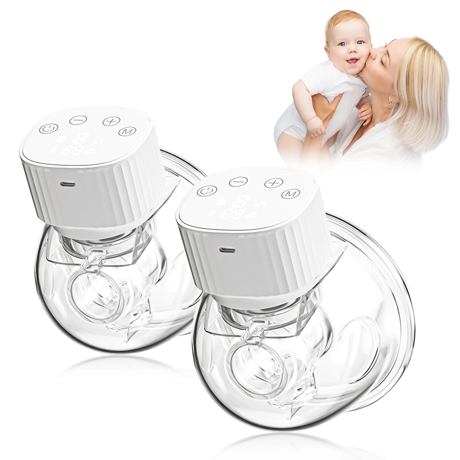 

Portable Electric Breast Pumps Handsfree BPA Free Low Noise LED Display Easy Operate Painless Pumping Wearable Breast Milk Pump