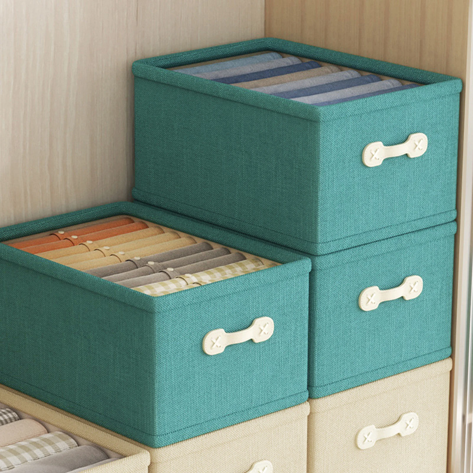 

Foldable Clothes Storage Box Wardrobe Drawer Storage Organizer Closet Fabric Baskets With Handles for Pants Lingerie Undies Ties
