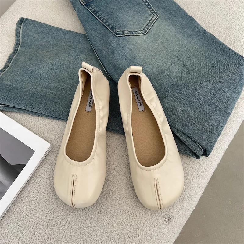 

Женские Балетные туфли с закрытым носком, модель 2023 года, женская обувь, универсальные мягкие повседневные кроссовки с круглым носком, модное балетное платье Moc