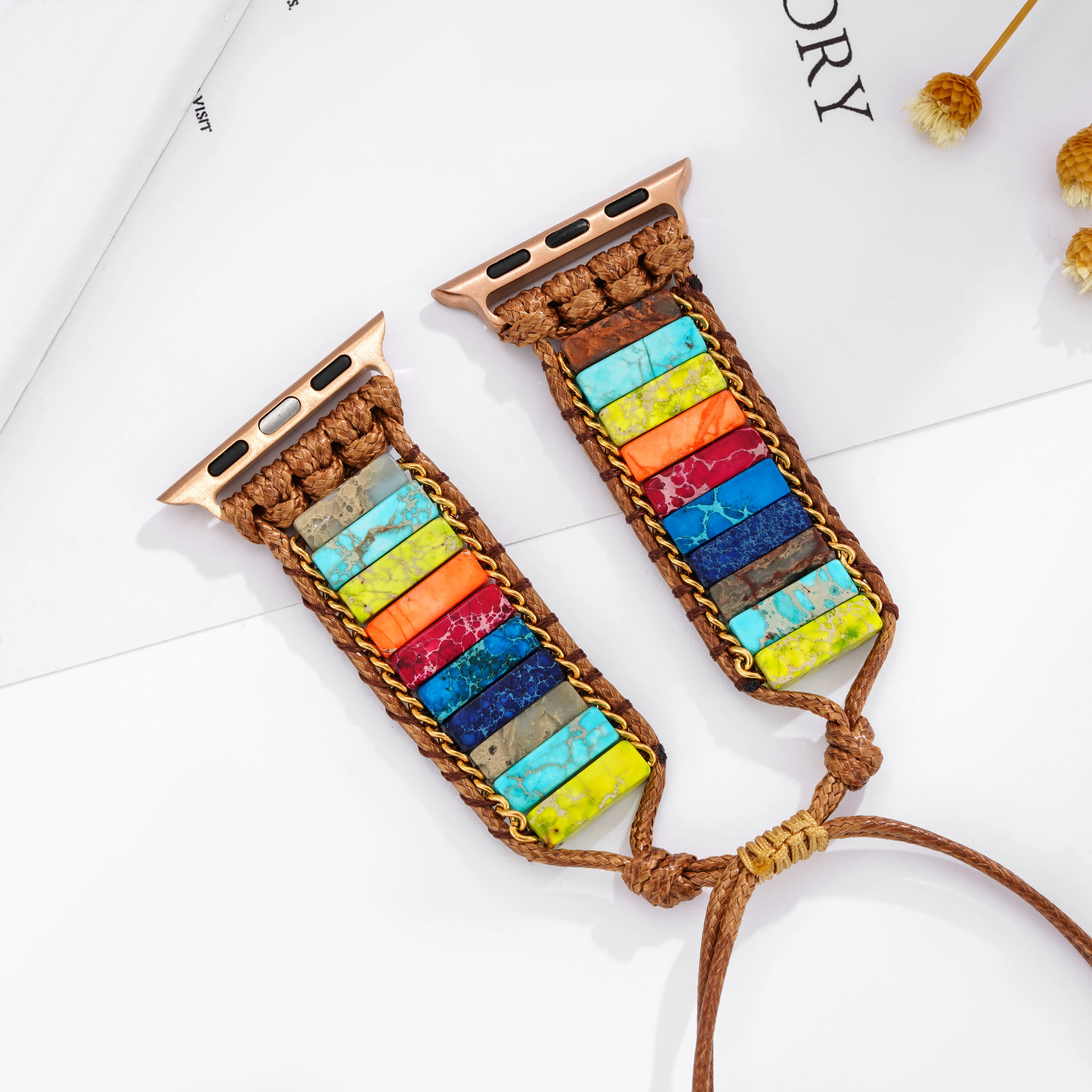 

7 Colors Chakra Watchband Natural Stone Apple Watch Strap Iwatch 38 40 42 44mm Smart Watchbands Imperial Jasper Watch Strap