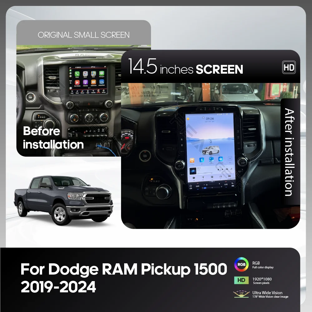 Фото 14,5 ′′ Carplay Android 15 для Dodge RAM 1500 2019-2024 UIS7870 Автомобильный мультимедийный плеер GPS-навигация Авто 4G Wi-Fi 360 камера №2