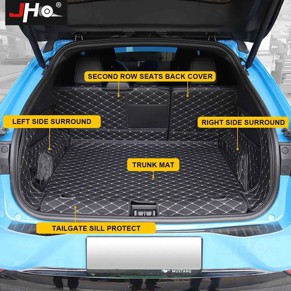 

JHO Faux Leather All Weather Rear Trunk Mat Carpet Cover Cargo Liner For Ford Mustang Mach-E 2021 2022 Interior Accessories
