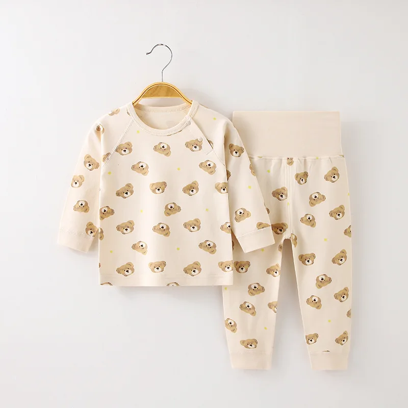 

Новинка 2023 года, весенне-осенний детский хлопковый комплект нижнего белья, домашняя одежда для мальчиков, длинные брюки, пижама для девочек, комплект из двух предметов, детский пижамный комплект