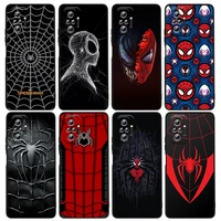 marvel spiderman logo for xiaomi redmi note 11 11t 11s 10 10s 9 9t 9s 8 8t 7 6 5 pro t s 5g 2021 black silicone soft phone case