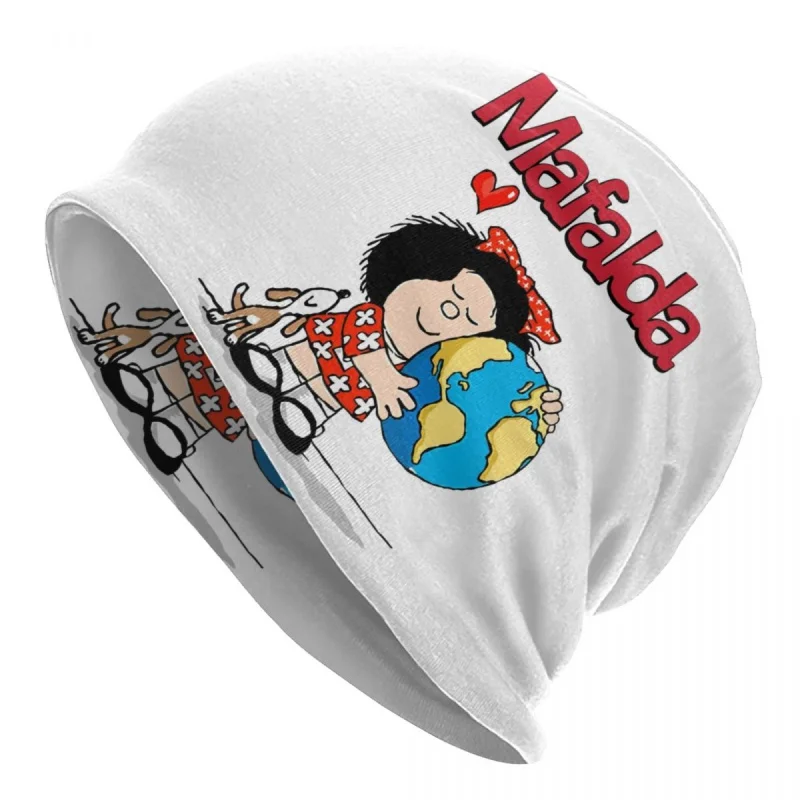

Шапка Mafalda World And Her щенок, вязаная шапка, мужские и женские шапки в стиле хип-хоп, унисекс, Quino, комикс, Мультяшные теплые зимние шапки, шапка