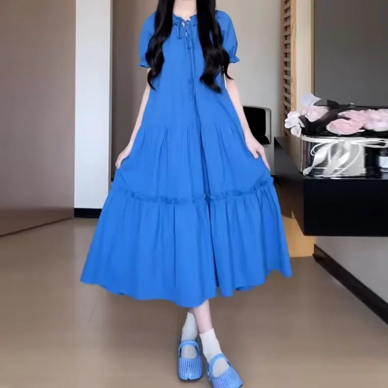 BlueDress женское длинное платье во французском стиле элитное элегантное летнее 2024