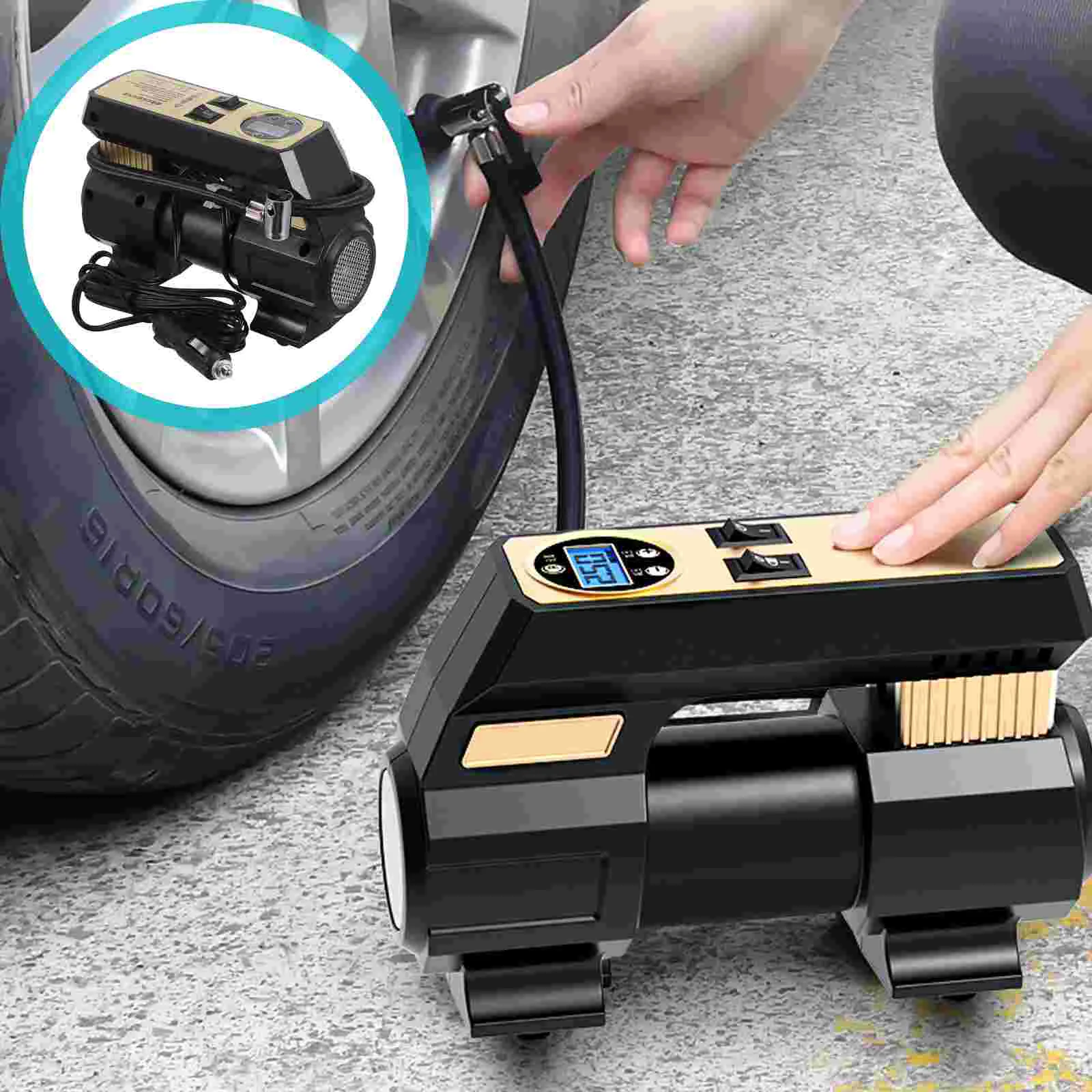 

Auto Air Compressor Inflatable Pump Vehicle Air Inflator Durable Car Tire Pump