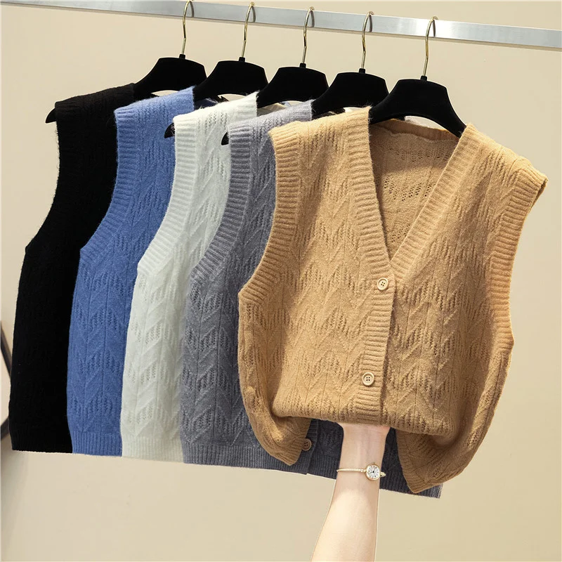 

Женский трикотажный жилет с V-образным вырезом, без рукавов