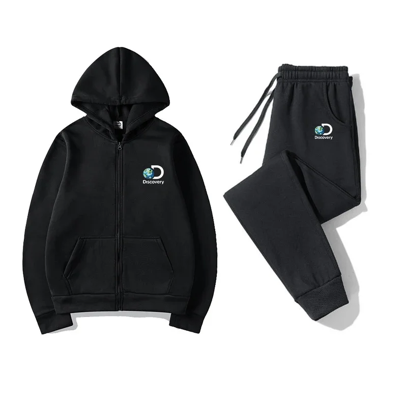 

Discovery Training Set Tracksuit 2023 Winter Male Zip Hoodies + Pants Sets Gym Sportswear Y2k Hip Hop Zip Hoodie Men Clothing