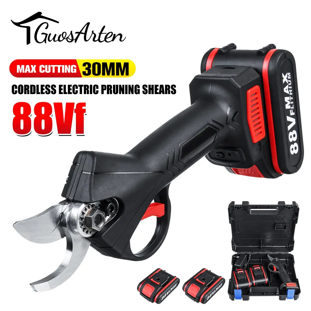 Cordless Electric Pruner Rechargeable Lithium Battery Pruning Shears Fruit Tree Power Tools Bonsai Branches Cutter Landscaping