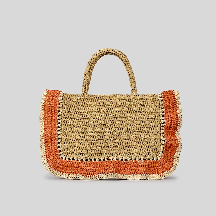 

Casual Panelled Ruched Straw Bag Paper Woven Women Handbags Handmade Shoulder Crossbody Bags Summer Beach Large Tote Purses 2023