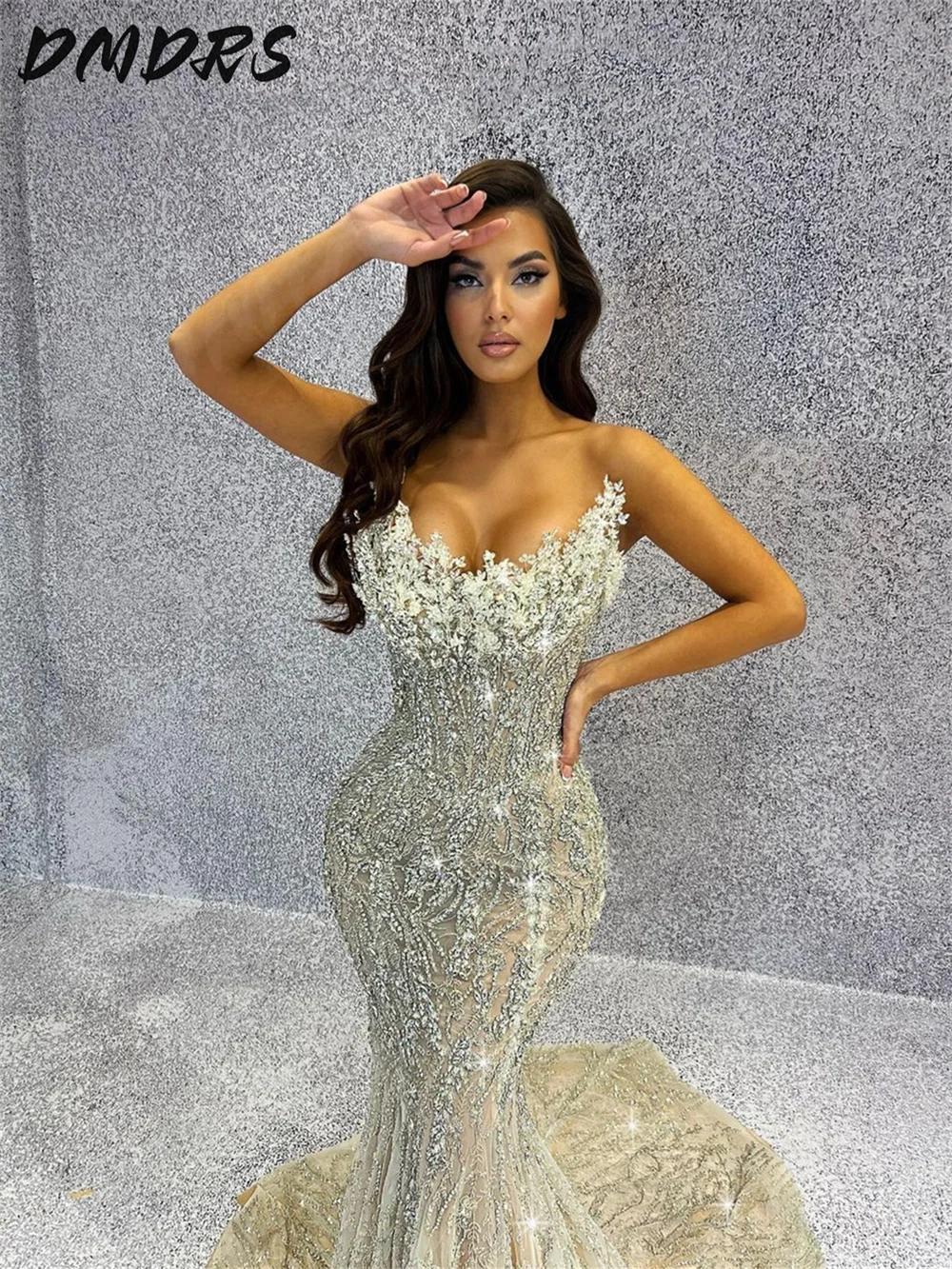 Женское вечернее платье-Русалка It's yiiya черное платье без бретелек расшитое