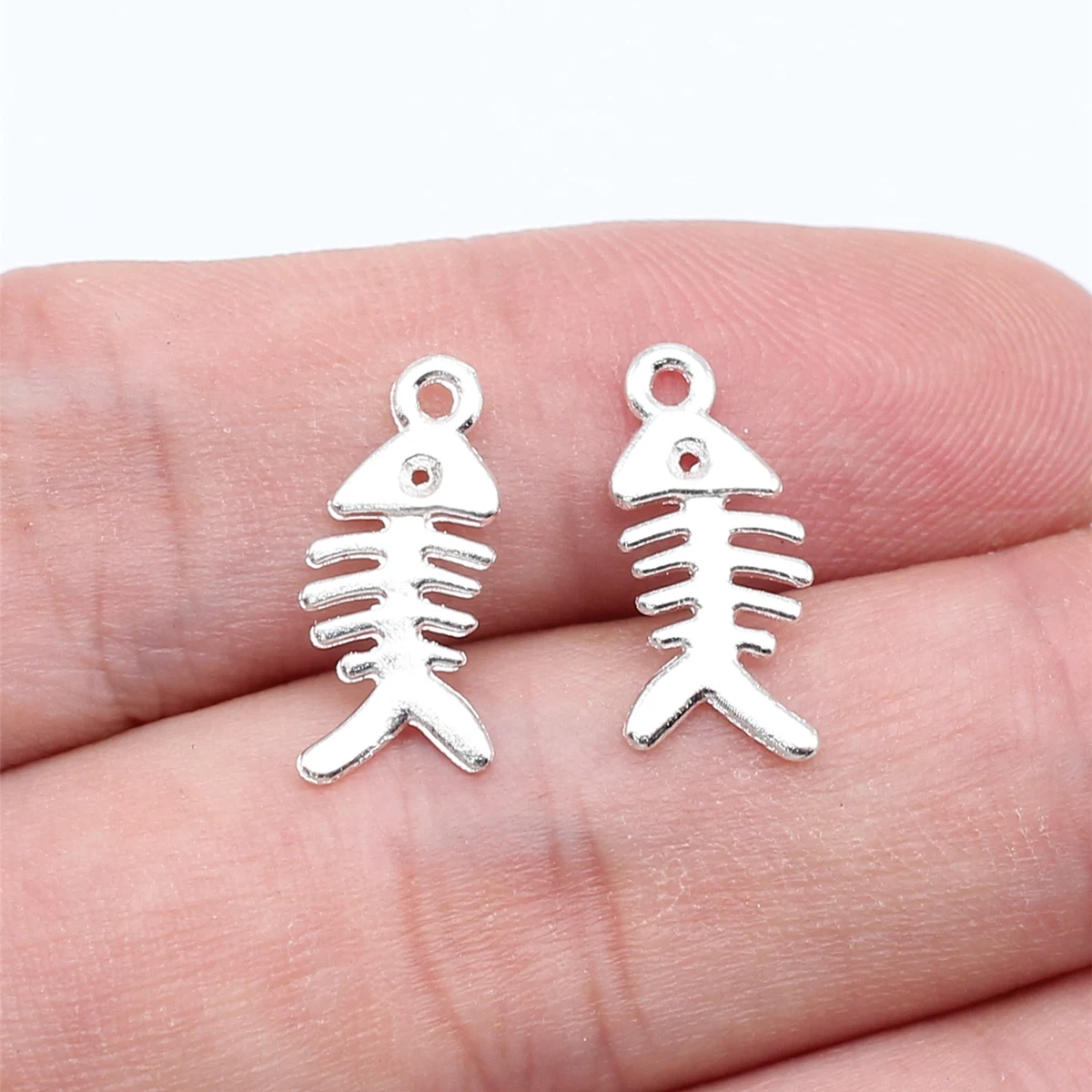 

Handmade Bracelet Fish Bone Charms Jewelry Making Supplies 20pcs Silver Color