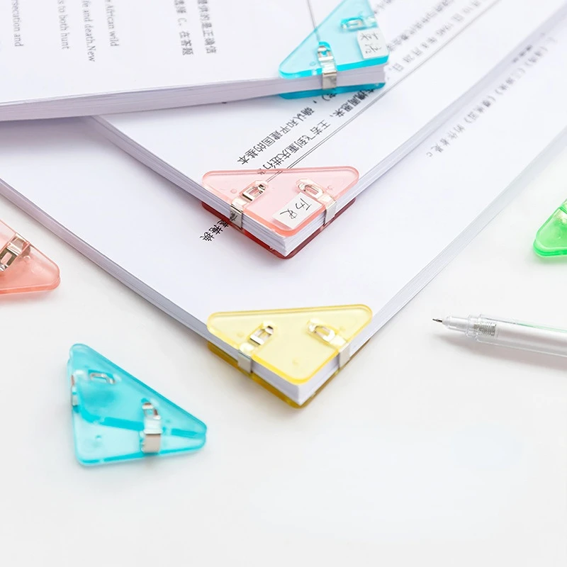 

5pcs/set Ins Color Triangle Clips File Test Paper Corner Clips for Office Staff Teachers Stationery Clips