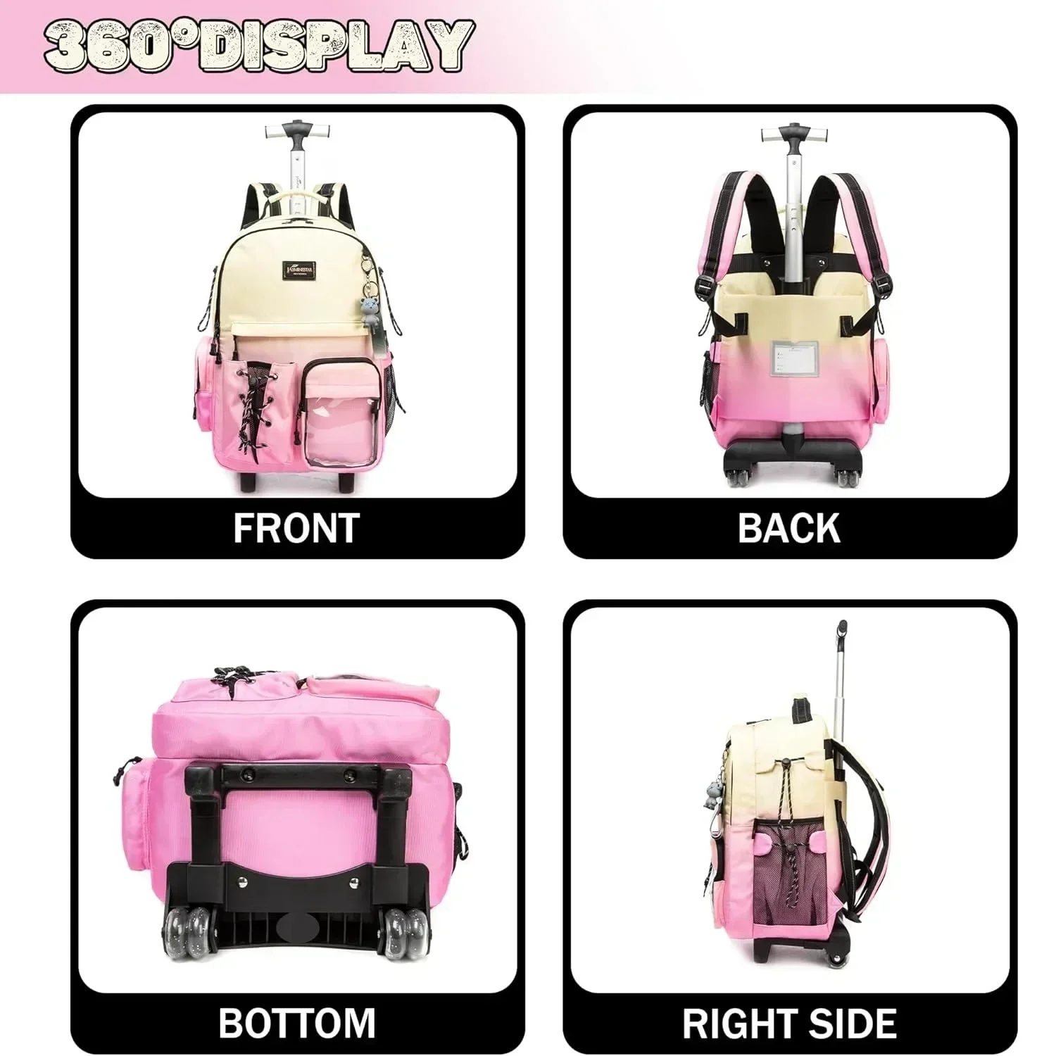 3-х шт. школьный рюкзак с колесиками тележка на колесиках для