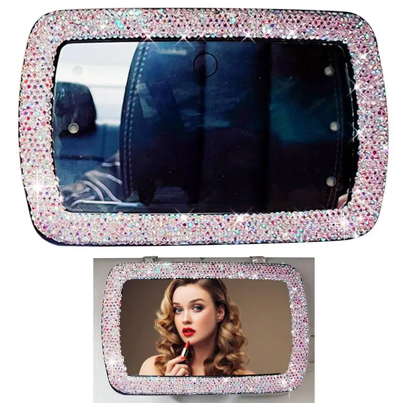 

Car Sun Visor Mirror Car Makeup Mirror Auto Visor Mirror With Light Sun-Shading Cosmetic Mirror With LED Lights For Cars Truck