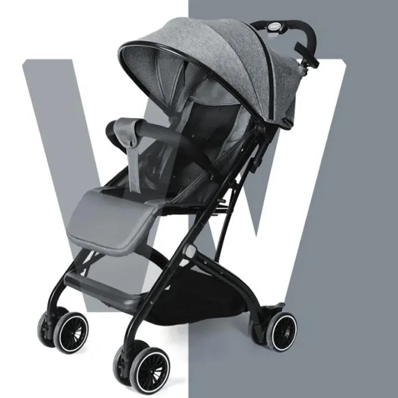 

High Landscape Sittable Reclining Portable Folding Trolley Children's Baby Four-wheeled Trolley