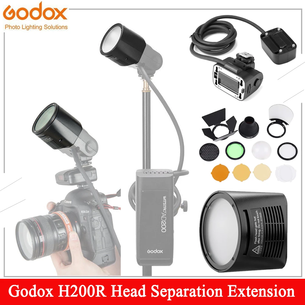 

Godox AD200 Flash Accessory WITSTRO H200R Round Flash Head and EC-200 Extension Head AK-R1 Color Temperature Reflector