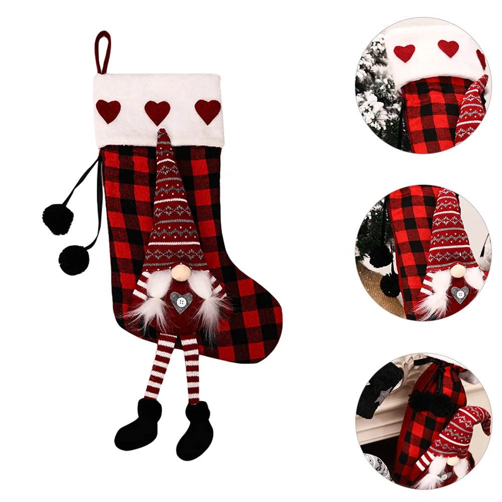 

1pc Christmas Stocking Decor Christmas Sock Gift Bag Decorative Pendant Bag