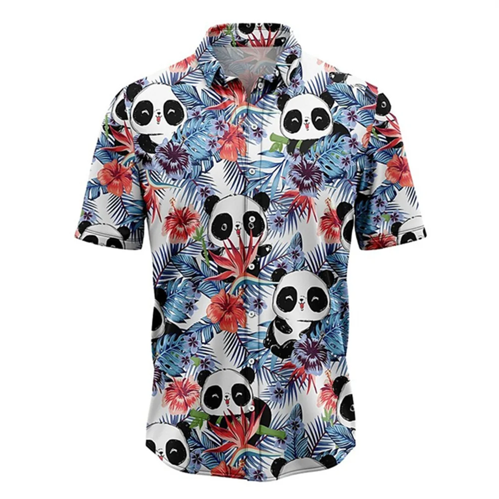 Hawaiian Shirt Men's New Animal 3d Pattern Lapel Shirt Men's Casual Short Sleeve Fashion Top Street Men's