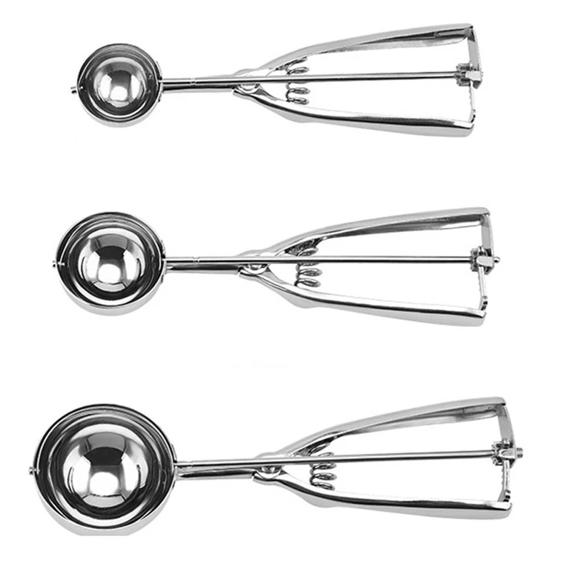 

Biscuit Scoop Set Ice Cream Scoop With Trigger Stainless Steel Biscuit Scoops For Baking